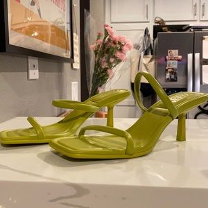 Lime green strappy heels